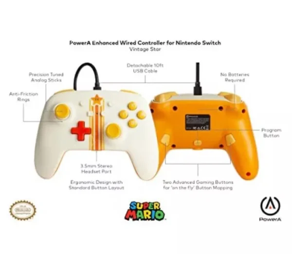 Vezetékes kontroller Nintendo Switch - Vintage Star  PowerA