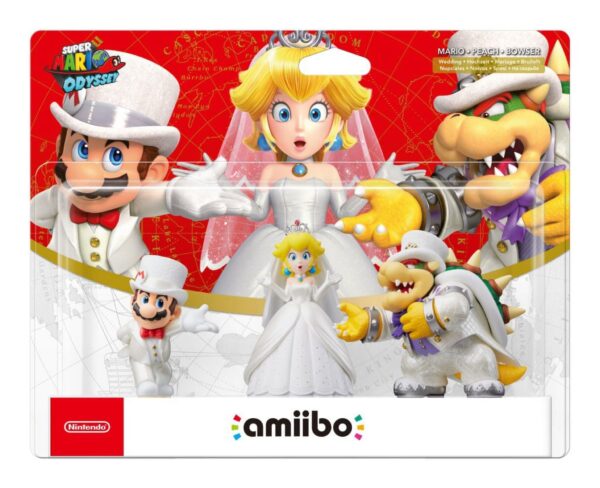 Nintendo Amiibo 3-csomag - Mario, Peach & Bowser esküvői (Super Mario Odyssey Collection)